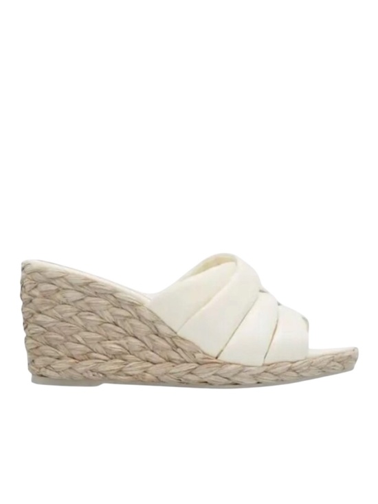 Vince Shoes - Vince Gilian Espadrille Wedge Sandals Size 9 Cream Woven Leather Square Toe
